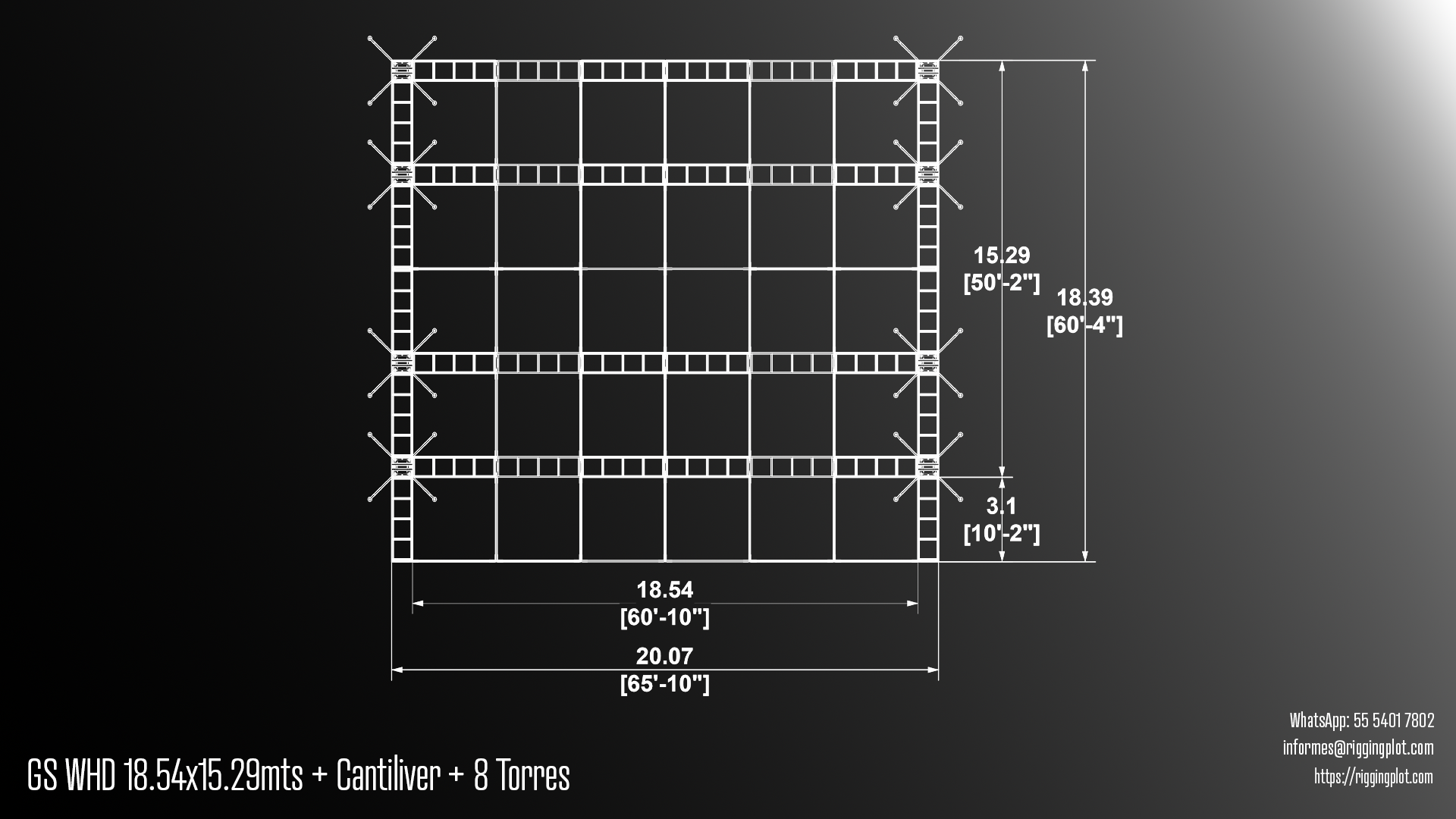 RENTA DE GROUND SUPPORT WHD 18.54X15.30MTS CON CANTILIVER DE 8 TORRES CANCÚN